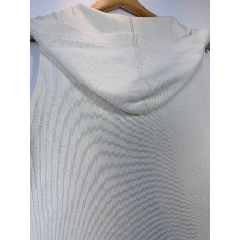 Vintage Womens L Cream Hooded ALPS Cotton Vest Button Front Pockets USA - Picture 7 of 9